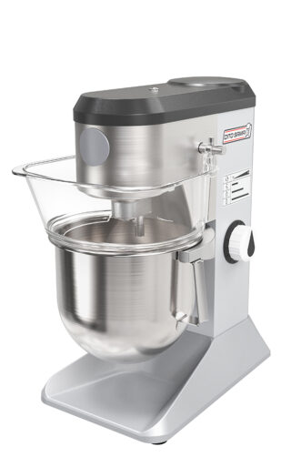 Un batteur mélangeur de 5 litres avec cuve en acier inox, parfait pour pétrir, mélanger fouetter et émulsionner dans les cuisines commerciales.